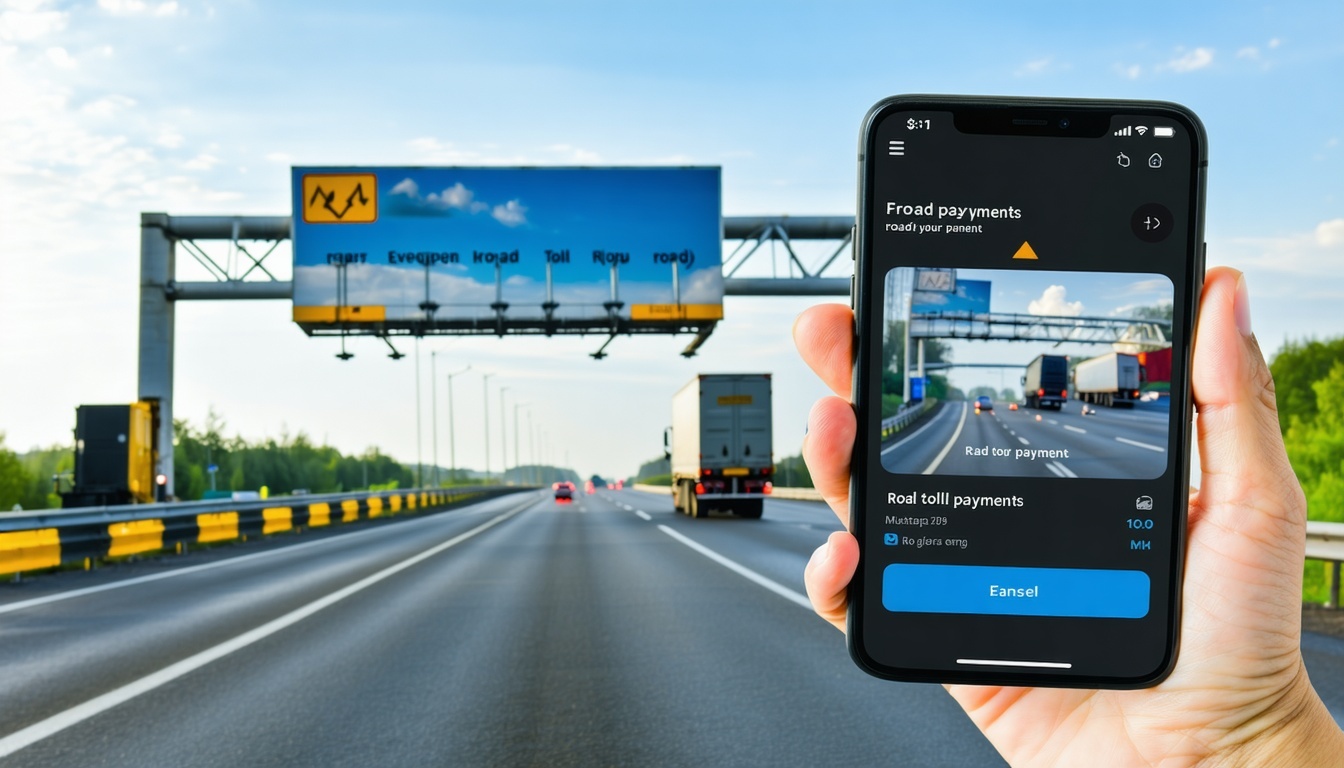 Mobile app interface for road toll payments