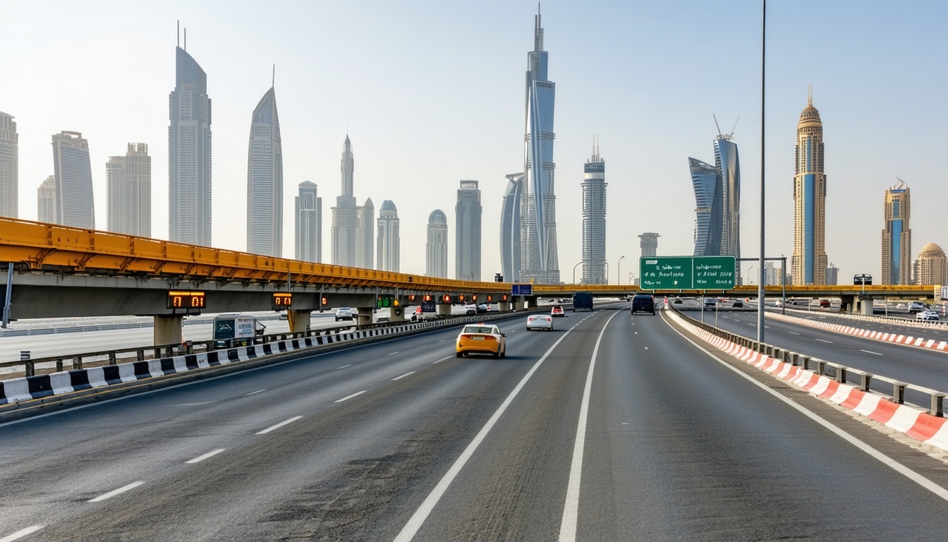 Dubai city roads with automated toll system